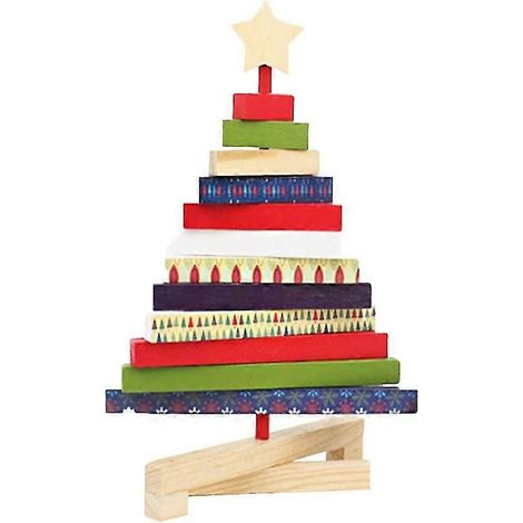Árbol de Navidad giratorio de madera para escritorio - Adornos navideños (1/5)