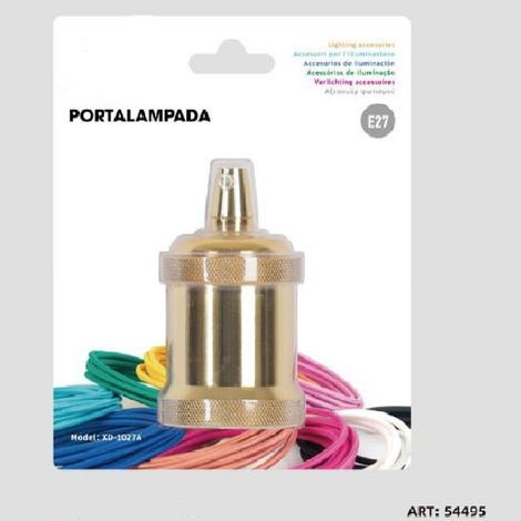 Kaela - Portalampada E27 In Alluminio Vintage Retrò Colore Oro Lampada Decorativa 54495 - (1/2)