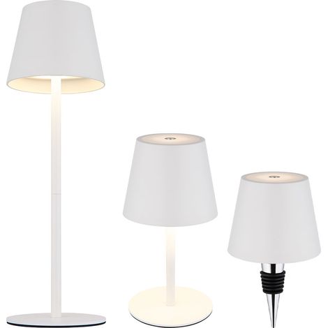Außenleuchte Tischlampe Akku Tischleuchte Touchdimmer Flaschenaufsatz CCT, weiß, USB-C, LED 3W 200Lm warm-kaltweiß, DxH 11,5x36 cm