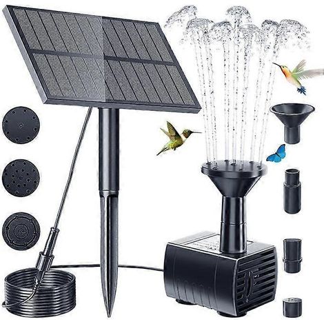 Pompe solaire pour fontaine 1,5 W - Pompe flottante à 4 buses, idéale pour les bains d'oiseaux, les bassins et les jardins. (1/4)