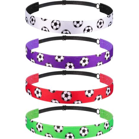 Headband Football - 2,2 cm Largeur - Lining Velours Sport Anti-dérapant - Ajustable Élastique - Pour Sport et Activités Extérieures - 4 Pièces (1/5)