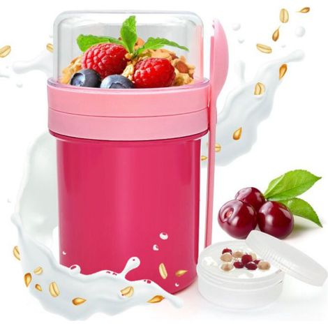 Pot À Yaourt À Emporter - 3 Compartiments Hermetiques - Pour Petit-Déjeuner Salade Ou Dessert - 9 8 X 9 8 X 20 6 Cm - 1 Pièce (1/5)
