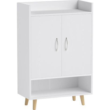Moderner Schuhschrank mit Türen und Regalböden, für den Eingangsbereich, Aufbewahrungsmöbel, 60 x 30 x 92 cm, weiß