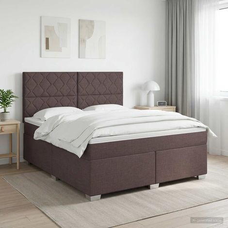 vidaXL Lit boxspring avec matelas Marron foncé 140 x 190 cm Tissu (1/5)