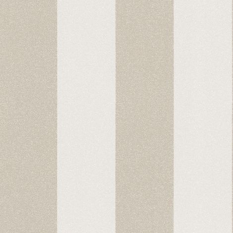 Carta da parati a righe Profhome 375543 Carta da parati TNT leggermente strutturata a righe opaca beige bianco-crema 5,33 m2