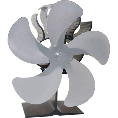 Ventilateur de poêle à 5 pales, ventilateur de cheminée, alimenté par la chaleur, pour cheminées et poêles, argent (1/5)
