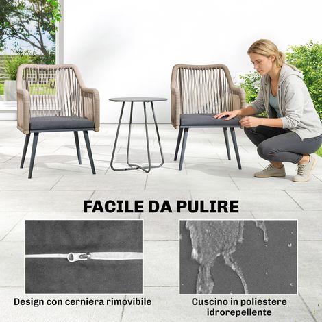 Lot 2 Fauteuils de Jardin, Gris Anthracite, Acier et Rotin PE, 54x65x80 cm, Coussins Inclus (1/5)