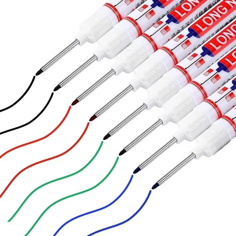 8 marqueurs trou profond 20mm pour bois, métal, plastique, carton (1/5)