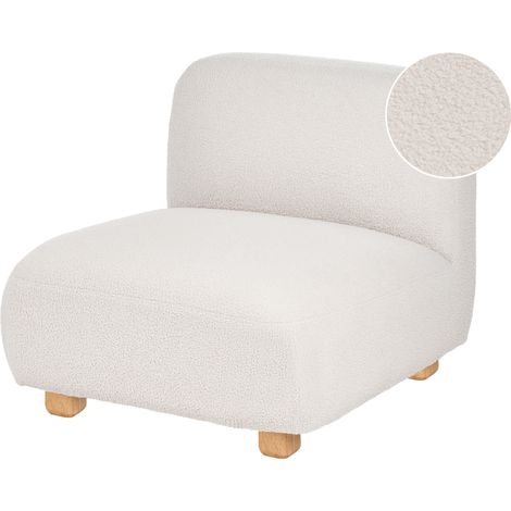 Sillón modular de bouclé asiento 1 plaza patas de madera moderno blanco crema Amli (1/5)