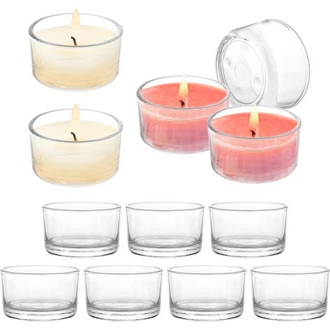 Lot de 12 photophores, petits photophores en verre, photophore transparent (1/5)