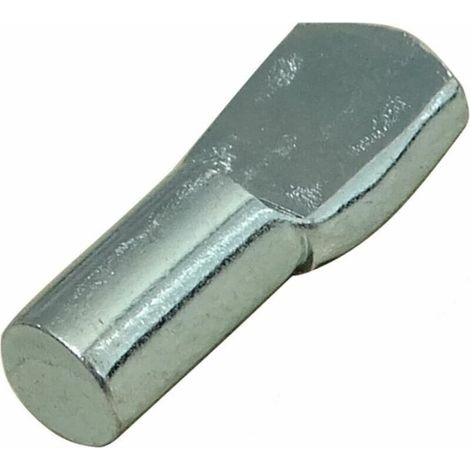 Lot de 100 taquets d'étagère Ø5mm à bout plat à enfoncer - tablette support de rayon - en acier zingué - couleur argent - rengement fixation meuble bibliothèque armoire (1/2)