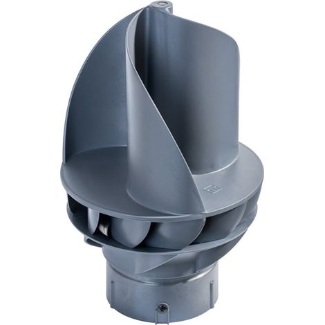 First Plast – Aspirateur éolien ABS/acier inox – Gris – Base cylindrique Ø110-125 mm – Pour renouvellement d'air efficace