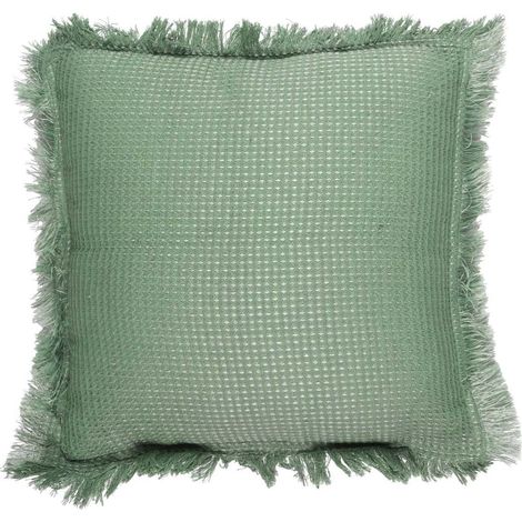 Coussin Déco Déhoussable "Gaufré" 40x40cm Vert Sauge