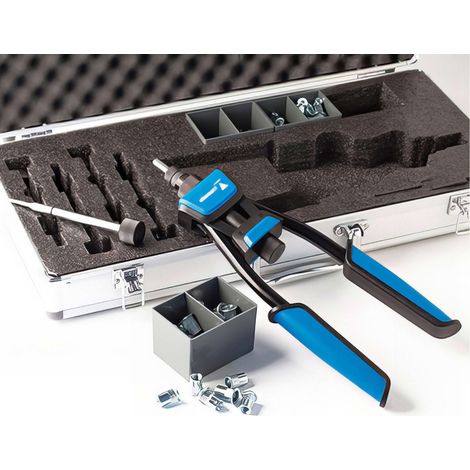 Scell-It – Pince à sertir cosse – Transmission démultipliée 3x moins d’effort – Corps en fonte d’aluminium – Livrée avec 150 écrous M3 à M8