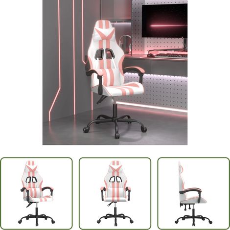 vidaXL Gamingstuhl Weiß Rosa - Gaming-Stuhl Weiß und Rosa Kunstleder (1/5)