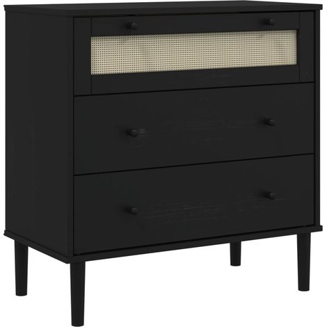 Maison Exclusive - Cassettiera SENJA Aspetto Rattan Nera 80x40x80 cm in Legno Pino