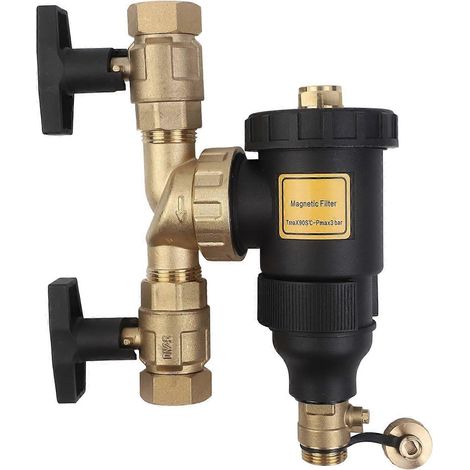 Filtre magnétique pour chaudière en maille d'acier inoxydable DN25 avec séparateur de boues et de rouille, compatible avec les systèmes de chauffage central. (1/5)