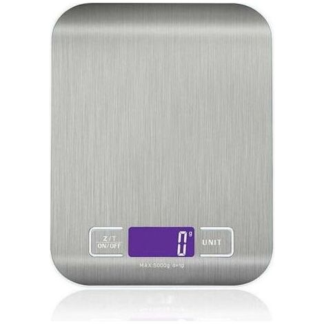 Balance de Cuisine Électronique de Haute Précision 5000g/1g avec Écran LCD Rétroéclairé, 6 Unités et Fonction Tare Acier Inoxydable, Smart Digital (1/5)