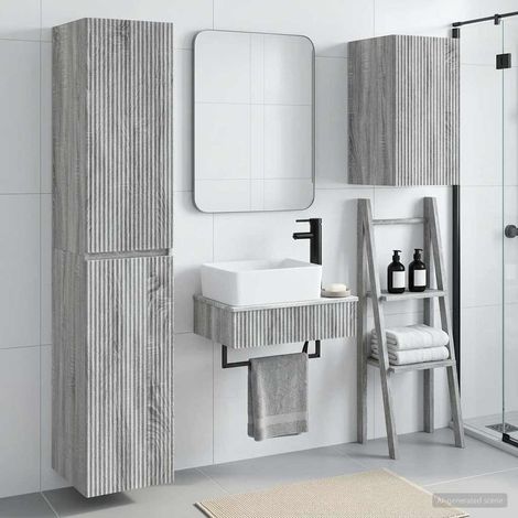 vidaXL Bathroom Furniture Set 3 pcs Grey Sonoma 33 x 34.5 x 160 cm (1/5)