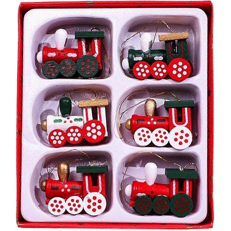 Ensemble de 6 jouets de train de Noël, pendentifs et décorations à suspendre pour Noël (1/5)