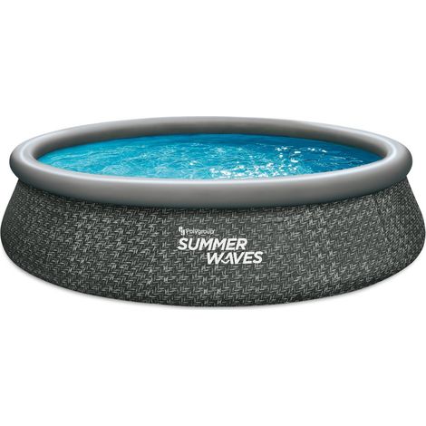 Summer Waves Pool Set Dark Herringbone 3,96m x 84cm 7147 Liter Quick Up Pool (1/2)