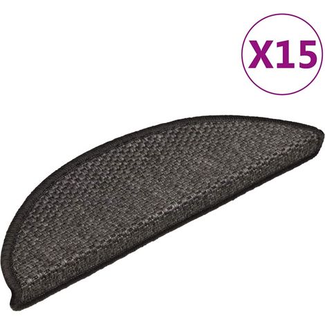 Alfombra autoadhesiva escalera sisal 15 uds antracita 56x17x3cm vidaXL