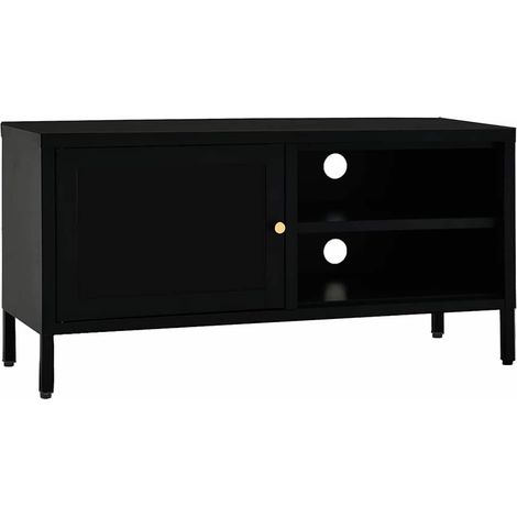 Maison Exclusive - TV-Schrank Schwarz 90x30x44 cm Stahl und Glas (1/5)