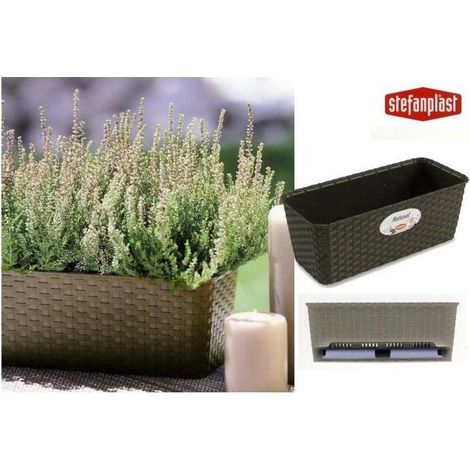 Stefanplast Cassetta Fiori Rattan Ristagno Acqua 50cm Marrone