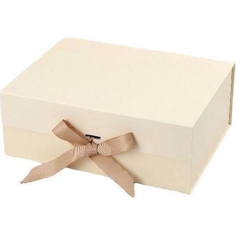 Cajas de regalo con lazos，Cajas de regalo con tapa，Cajas de regalo magnéticas，Ideales para bodas，cumpleaños y aniversarios，330250125 mm，Beige (1/5)