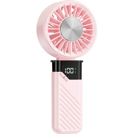 Mini-Tragbarer Ventilator, USB-aufladbarer leiser Handventilator mit 5 Geschwindigkeiten, kleiner faltbarer Taschenventilator, tragbarer Handventilator für Büro und Outdoor (Pink) (1/5)