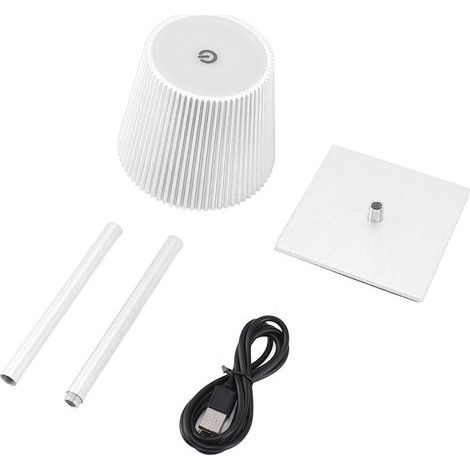 Wireless LED table lamp, 3600 mAh rechargeable battery, 3 colors, stepless dimming night light, for restaurants, bedrooms, bars, white (1/5)