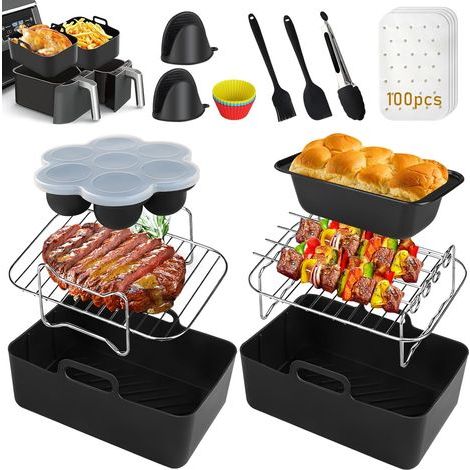 Silicone air fryer accessories, 12-pack, for Ninja Dual AF300UK AF400UK and Tower T17088 air fryers (1/5)