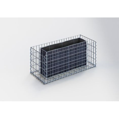 Gabiondeco - Jardinière en Gabion. 100 cm x 40 cm x 40 cm (L x H x P). taille des mailles 5 x 10 cm. Épaisseur des parois 10 cm - Made in Germany (1/5)