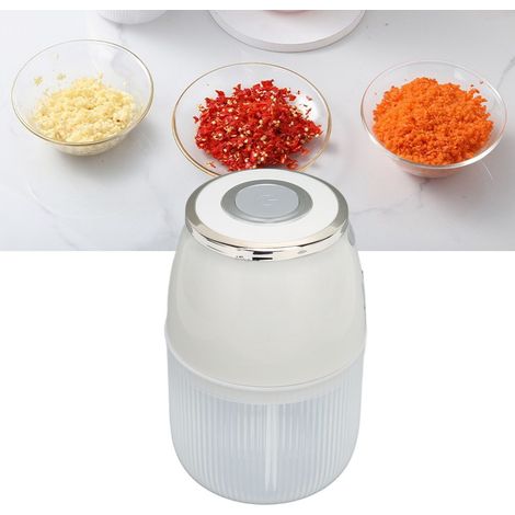 Mini hachoir à ail électrique 3 feuilles / Coupe-viande / Hachoir à ail / Robot culinaire multifonction / Coupe-ail pour compléments alimentaires pour bébés / Blanc avec placage argenté (1/5)
