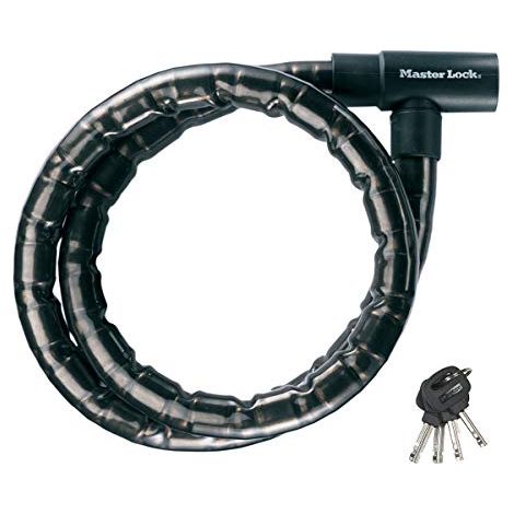 MASTER LOCK Lucchetto Antifurto Moto [Chiave] [2 m Cavo] [Esterno] 8218EURDPS - Ideale per Proteggere Bicicletta, Motocicletta, Scooter (1/4)