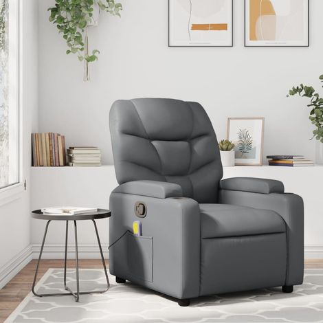 Massagesessel Relaxsessel Grau Kunstleder