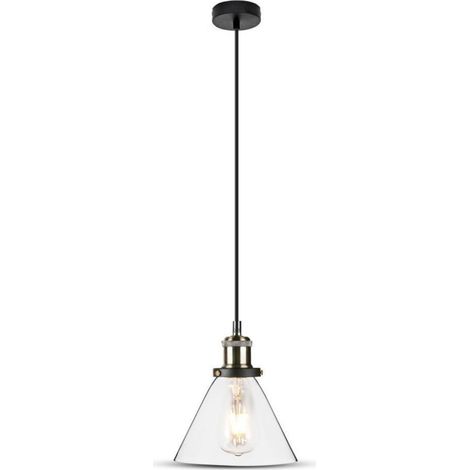 V-TAC Lampadario LED a Campana in Vetro con Portalampada E27 (Max 60W) Colore Trasparente (1/7)