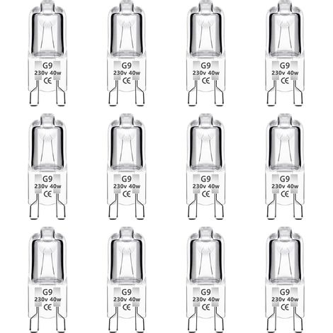 Lot de 12 Ampoule Halogène G9 40W 230V Dimmable 0-100%, 480LM, Blanc Chaud 2700K, G9 Bi-Pin Base Halogène Lampe, Sans Scintillement, pour Four, Lustres, Lampes de Paysage, Éclairage d'armoire