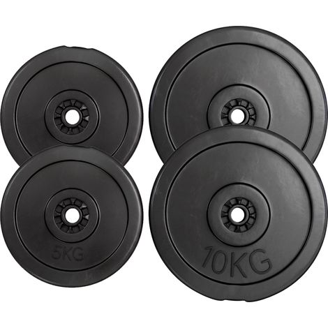 Ensemble de 4 disques lestés, disques de musculation pour l'entraînement, noirs (1/4)