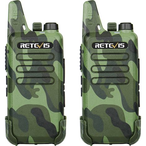 Talkie Walkie, Talkie Walkie Professionnel Longue Portée, VOX 16 Canaux, Squelch Scan, Talkies Walkies Rechargeables Convient à Cyclisme, Camping Camouflage, 1Paire