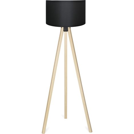 Piantana lampada lampada altezza 140 cm E27 effetto legno/nero 030007292