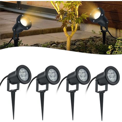 AUFUN Lot de 4 lampes LED 3 W IP65 pour extérieur jardin bassin blanc chaud (1/5)