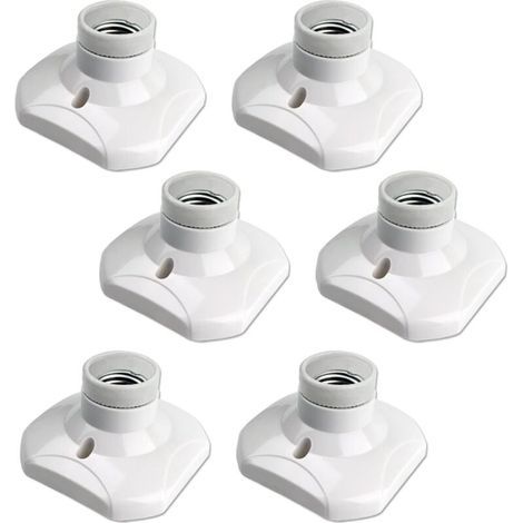 Douille Plafond E27 à Visser, Douille E27 Garage, AC 220-240V, Support Douille pour Ampoule LED, Base Plafonnier Culot E27, Base de Lampe Plastique Blanche pour Lampe au Mur, lot de 6 (1/5)
