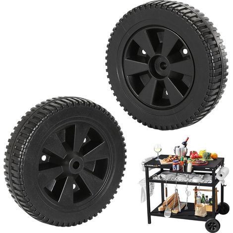 Juego de 2 ruedas de 15 cm para barbacoa - Repuestos para barbacoas de gas - Ruedas para horno - Ruedas giratorias para horno - Negro (1/5)