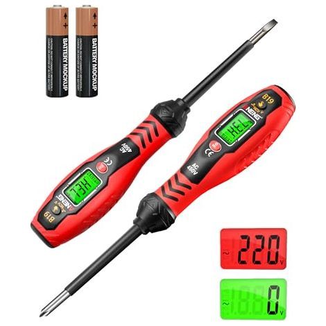 Testeur de Tension Avec Tournevis,Outil de Test Électrique,détecteur de Tension Sans Contact,Double Plage CA 11V/30V-1000V,Écran LCD,Alarme Sonore,détecteur de Point D’arrêt (1/5)