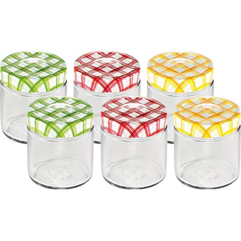 Tescoma 895110 Della Casa Vasetto per Conserve, Vetro, Trasparente/Tappo Multicolore, 125 ml, 6 Pezzi (1/5)