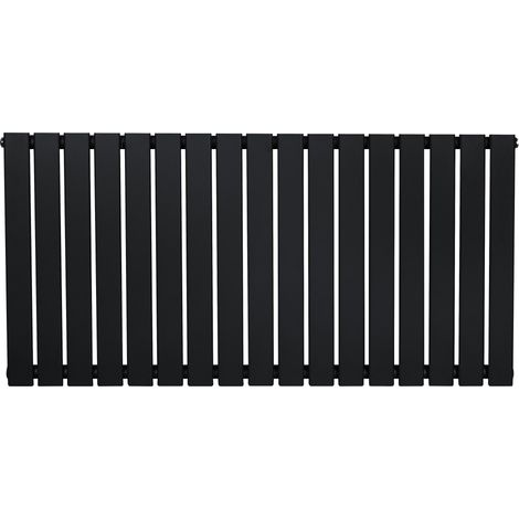 Radiateur Plat à 1 Colonne 600 x 1190 mm en Acier Carbone Noir Chauffage Centrale Moderne Horizontale Monté Sur Mur Cuisine Salle de Bain [Brosse de Nettoyage & Supports INCLUSES]