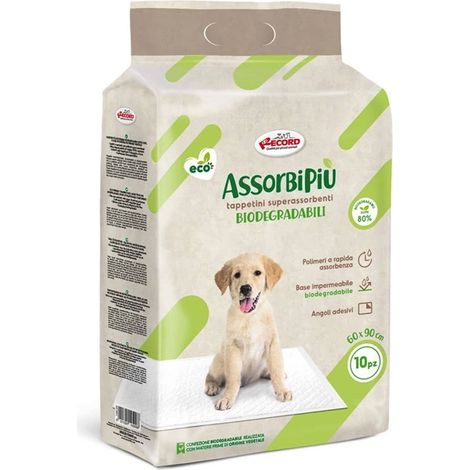 Tampons superabsorbants biodégradables 60x90cm Assorbipiù 10 pièces avec coins adhésifs