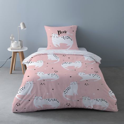 Housse de couette 140x200 Chaton + 1 taie d'oreiller