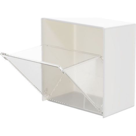 Boîte de rangement murale à clapet, porte-cotons-tiges en plastique, distributeur de cotons, de boules de fil dentaire et d'élastiques